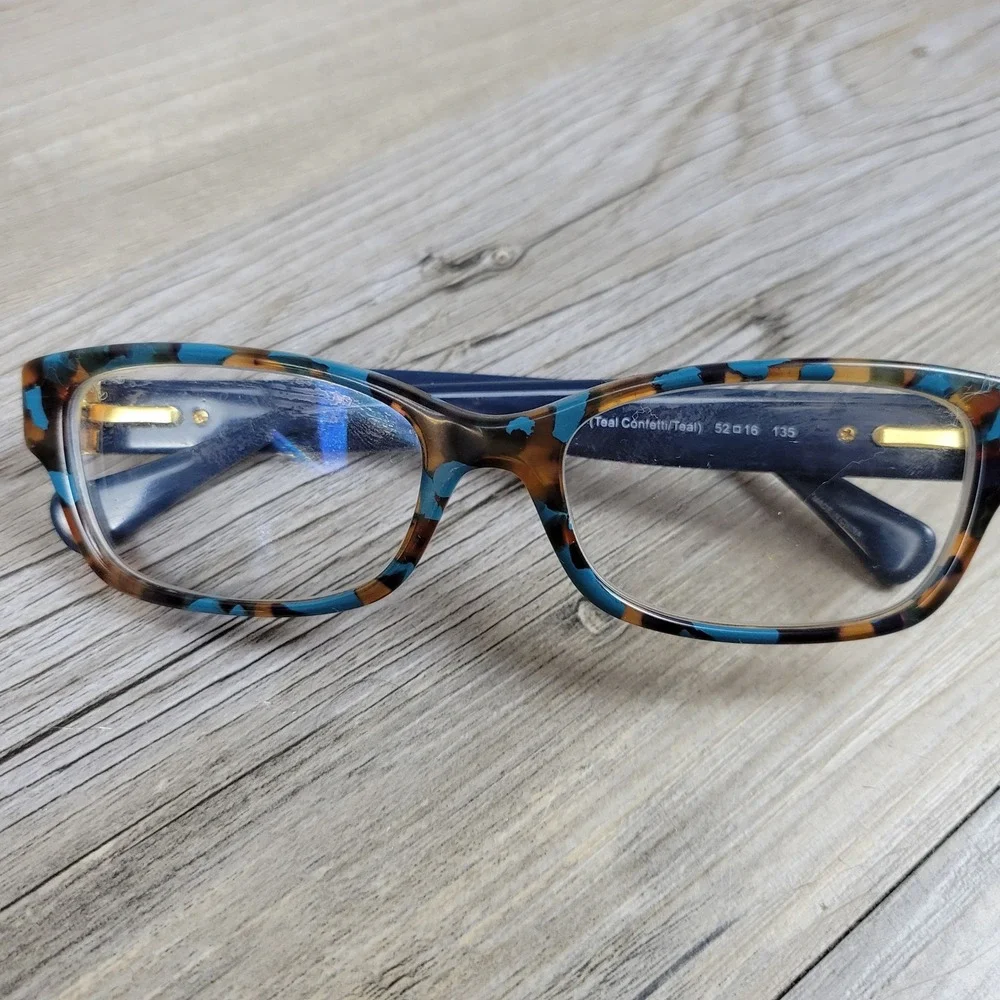 Coach Eyeglass Frames HC 6078 5337 Teal Confetti Tortoise Rectangular 52-16